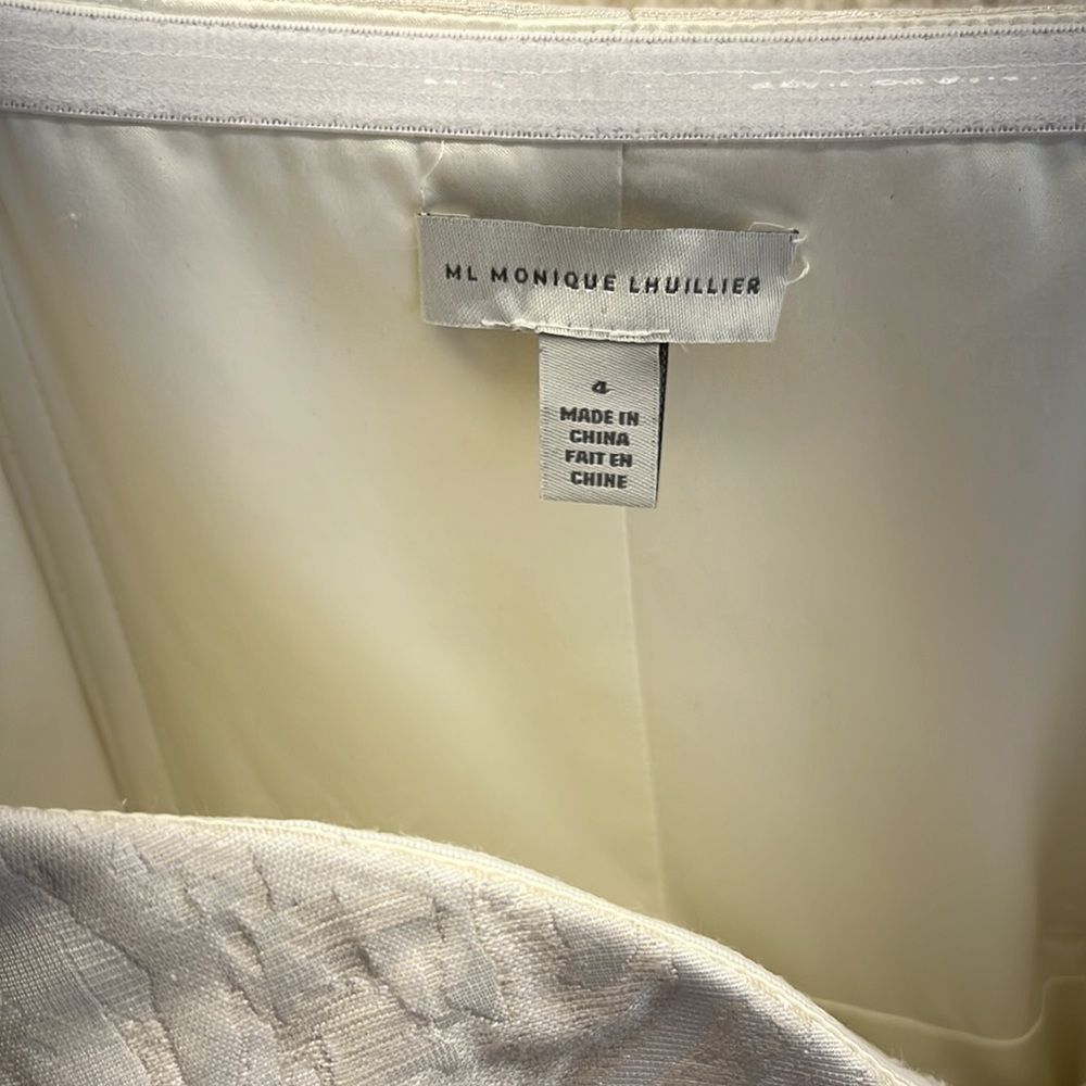 MONIQUE LHUILLER Ivory White Jacquard Strapless Wedding Minidress Size 4 - Picture 11 of 16